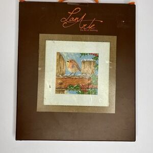 Lanarte Curious Robin Counted Cross Stitch Kit Vintage Winter Bird 18x18cm